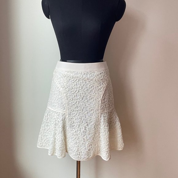 Rebecca Taylor Cream Lace Skirt - Picture 1 of 15